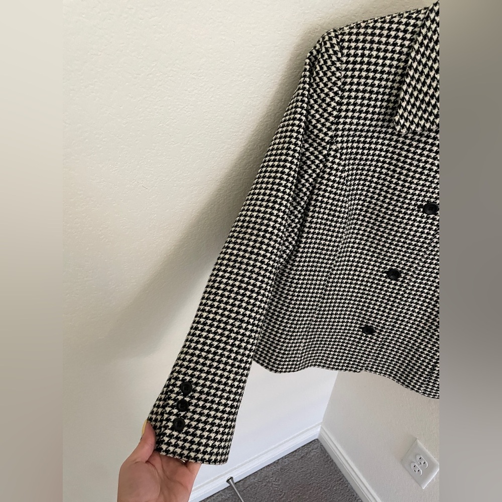 Talbots Black White Houndstooth Checked Wool Jack… - image 4